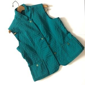 Talbots quilted turquoise green puffer vest sz med